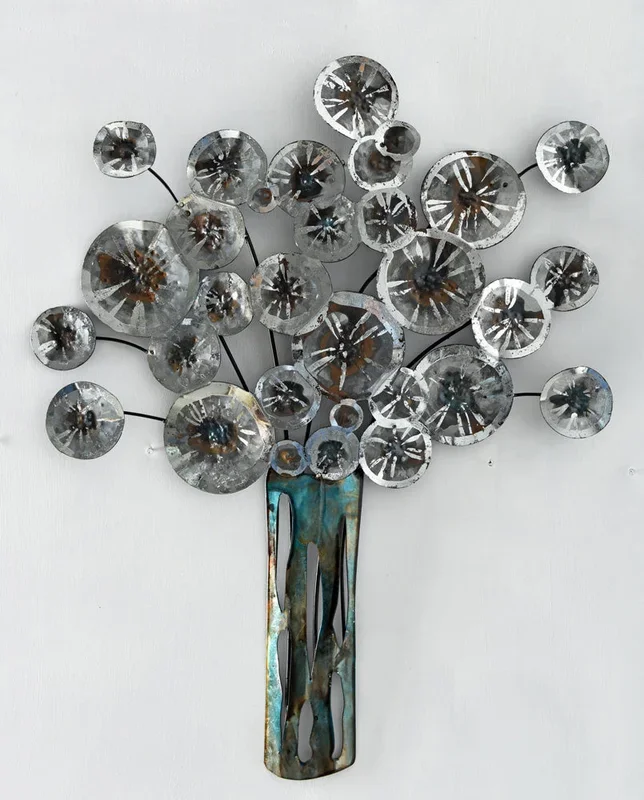 Pannello da parete decorativo moderno astratto in metallo cm 64x80h