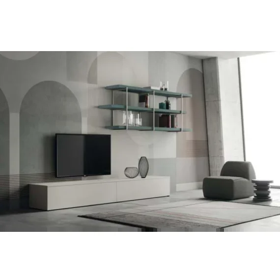 Parete attrezzata con libreria sospesa Tom 49