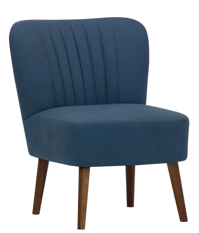Poltroncina da salotto gambe in legno rivestimento in tessuto colore blu cm 55x46x79h