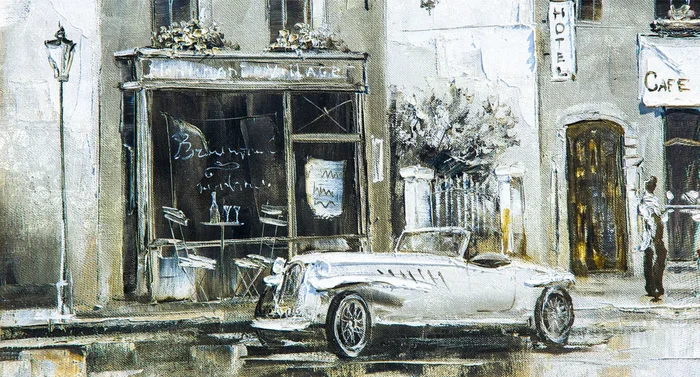 Quadro da muro a pannello rettangolare cafè vintage stampa su tela – varie misure