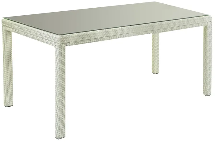 Rechteckiger Gartentisch aus eisweißem Adami Adila Polyrattan