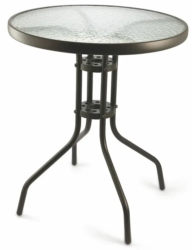 Runder Gartentisch aus Metall Ø60 cm Soriani Glasplatte