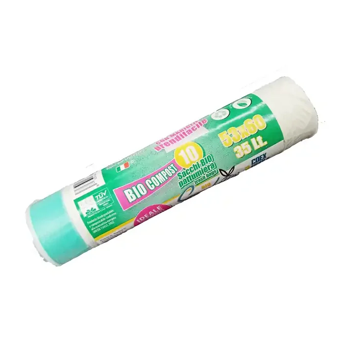 SACCOBELLO SACCHI BIO Pattumiera con manici resistenti PICCOLI 53x60cm 35lt. – 10 pezzi