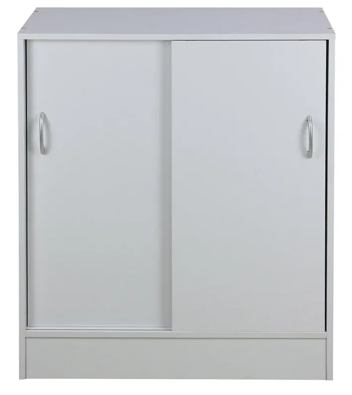 Schrank 2 Schiebetüren 3 Regale 60 x 30 x 71 cm in PB und weißem Papier