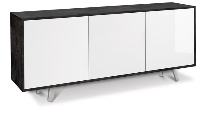 Schrank 3 Türen 177 x 74 x 41 cm Schwarzoxid /Glänzend Weiß