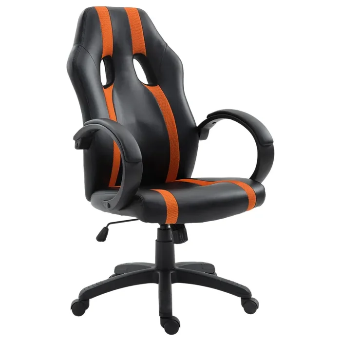 Sedia da Gaming Ergonomica Imbottita con Altezza Regolabile Nero Arancione