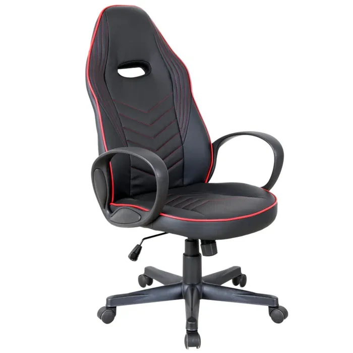 Sedia da Gaming Ergonomica in Similpelle Altezza Regolabile Nera e Rossa