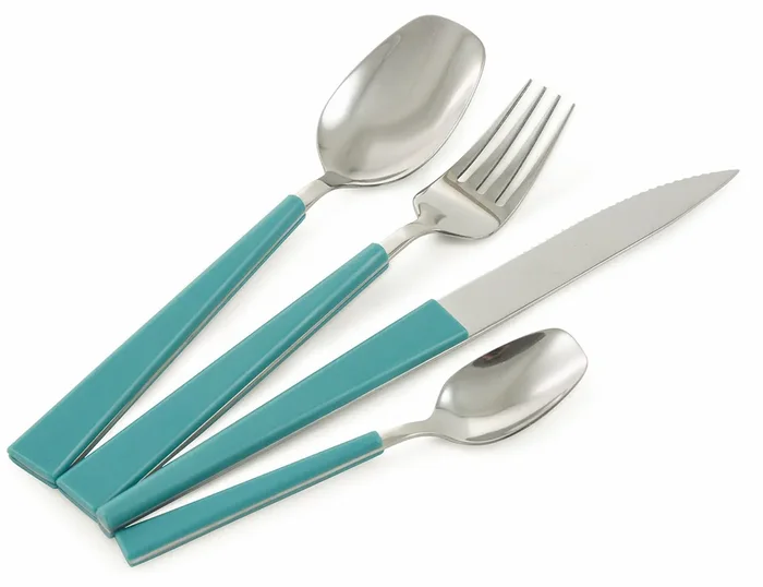 Service-Set Besteck 24-teilig aus Stahl und Kunststoff Villa d‘Este Home Tivoli Marea Blu