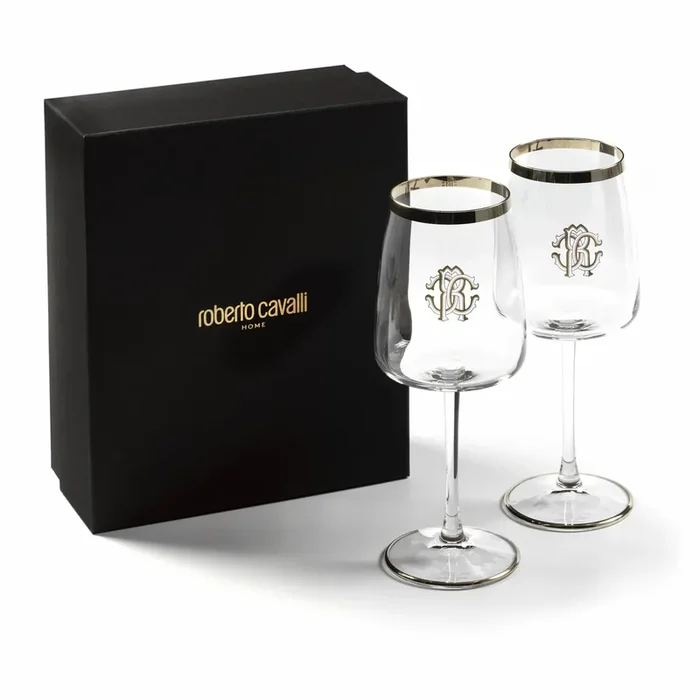 Set 2 Calici Vino New Monogram Platin – Roberto Cavalli