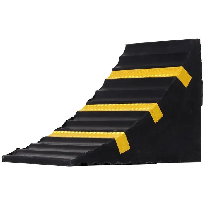 Set 2 Fermaruota Auto in Gomma 25x16x19 cm Nero e Giallo