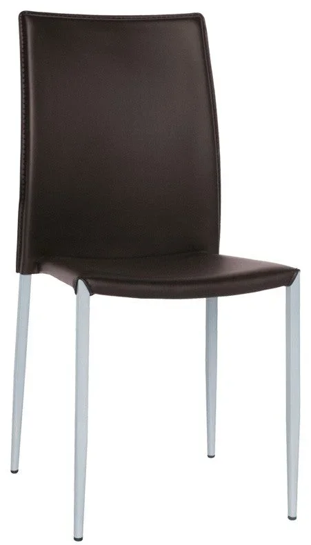 Set da 2 Sedia in ecopelle marrone moderna con gambe in acciaio verniciate per cucina o sala da pranzo