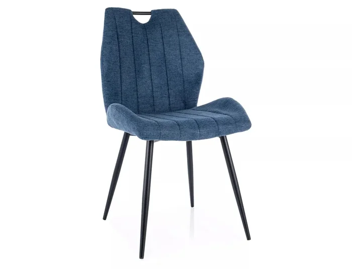 Set da 2 Sedia in tessuto colore blu maniglia sullo schienale e gambe in metallo