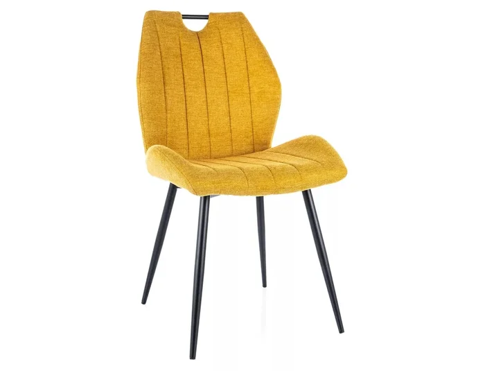 Set da 2 Sedia moderna in tessuto colore senape per cucina o salotto con gambe nere in metallo