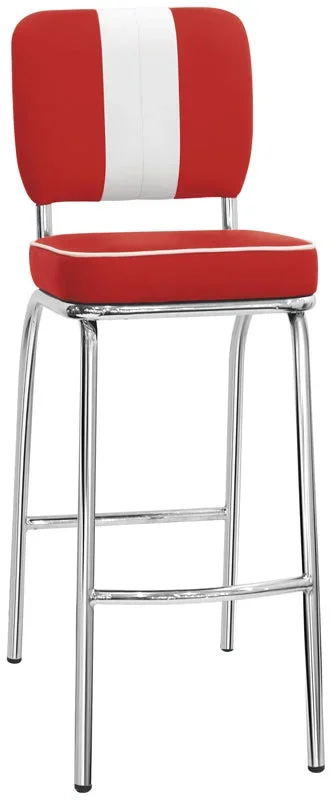 Set da 2 Sgabello moderno alto in metallo cromato ed ecopelle colore rosso cm 39x37x110h