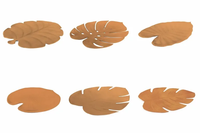 Set mit 6 Blatt-Tischsets in Eva Villa d‘Este Home Tivoli Bronze