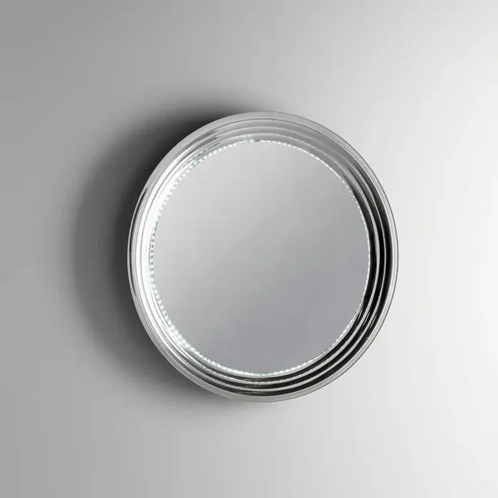 Spiegel mit LED-Lampe in Ø.90x8x Ø.90cm TFT Transparent Grey