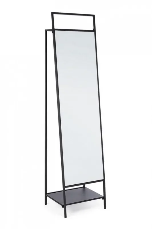 Spiegel mit schwarzer Ekbal-Garderobe aus Stahl
