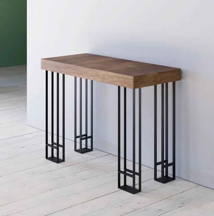 Takeo – Consolle allungabile industrial in legno e metallo cm 50/300×100 – vari colori