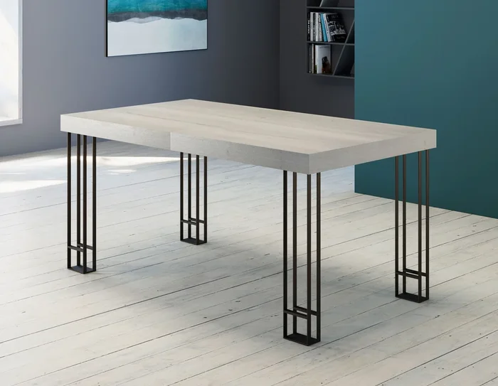Takeo – Tavolo industrial allungabile gambe in metallo piano legno – vari modelli