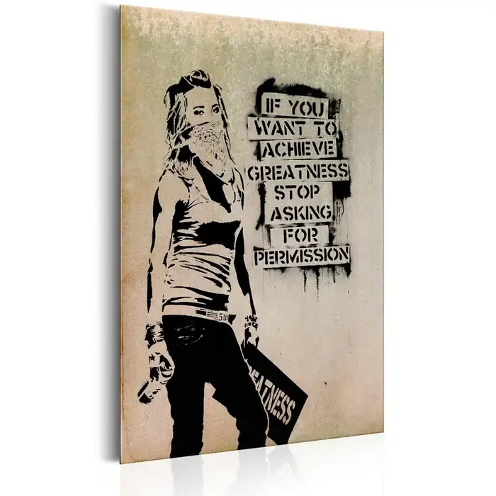 Targa In Metallo – Graffiti Slogan By Banksy 31x46cm Erroi