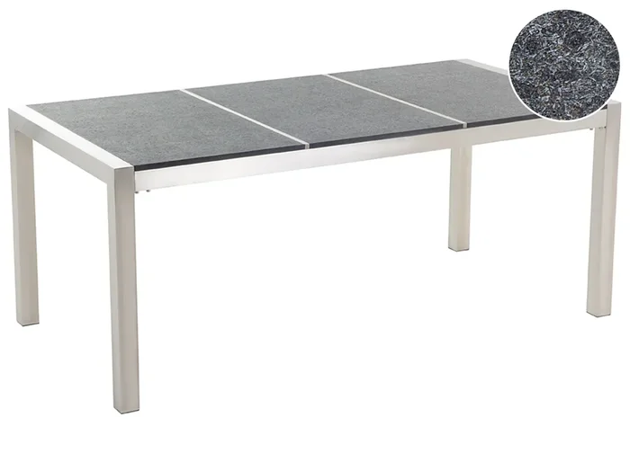 Tavolo da pranzo da giardino GROSSETO 180 cm 90 cm fiammato Granito Grigio grafite