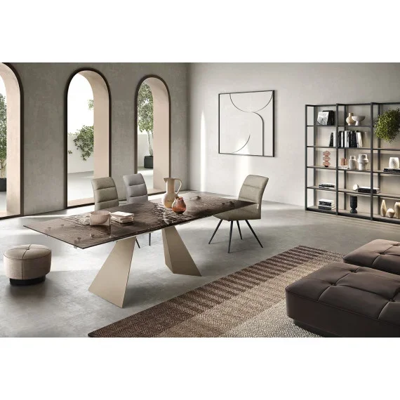 Tavolo Waters allungabile con piano in vetro martellato Capodarte