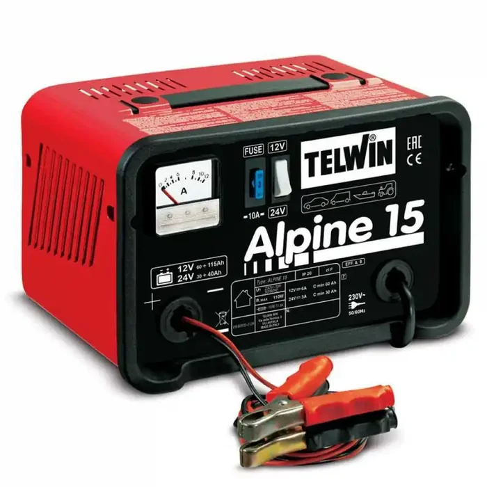 Telwin Alpine 15 – Caricabatterie – batterie WET con tensione 12/24V – monofase