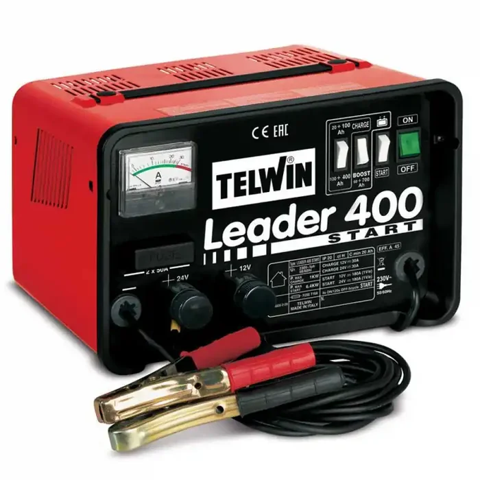Telwin Leader 400 Start – Caricabatterie auto e avviatore – batterie WET/START-STOP 12/24V