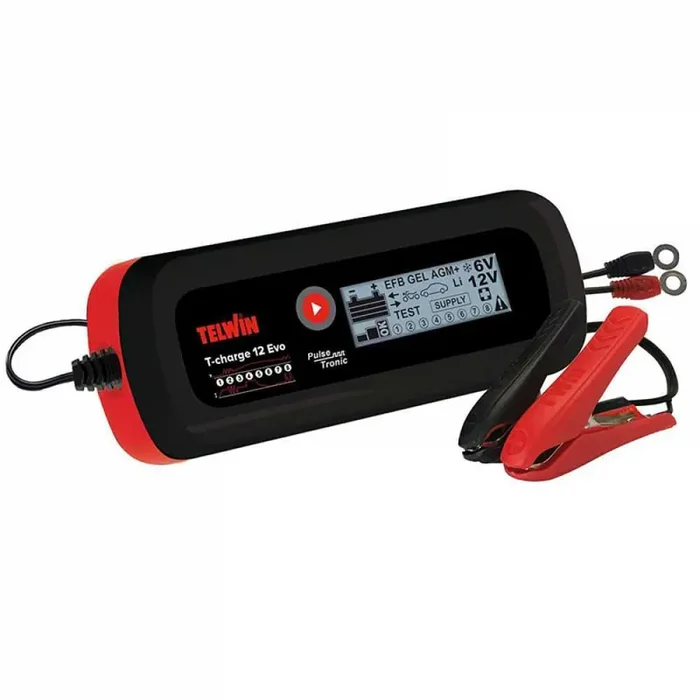 Telwin T-Charge 12 EVO – Caricabatterie mantenitore tester – schermo lcd – batterie 6/12V