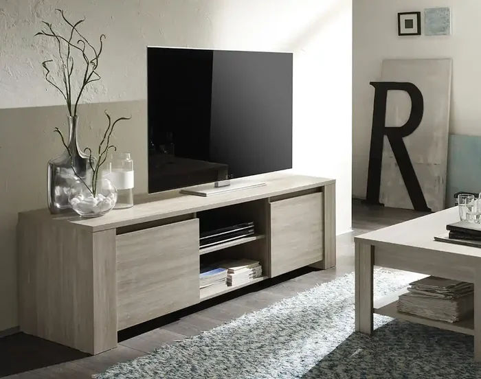 TV-Schrank 2 Türen 2 Nischen 56x181x51cm TFT Elba Eiche