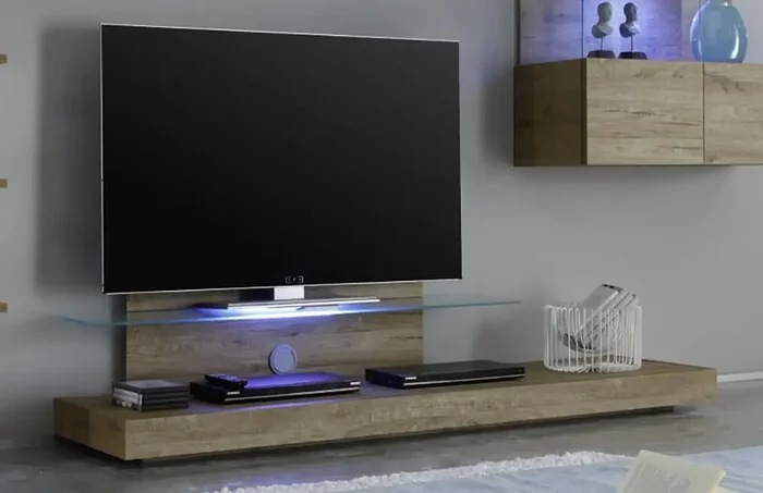 TV-Schrank Glasregal 51x200x51cm TFT Würfel Honig