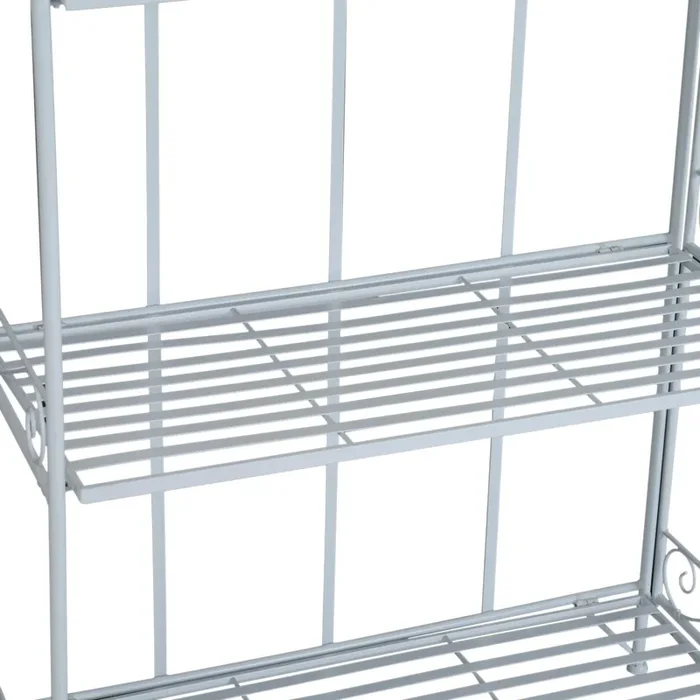 Vertikales Blumenregal mit 4 Regalen aus weiß lackiertem Eisen 71 x 33 x 164 cm