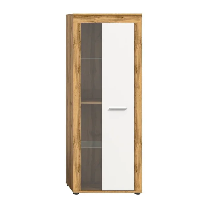 Vetrina 1 anta vetrata bianco e rovere wotan H159 cm – AOSTA