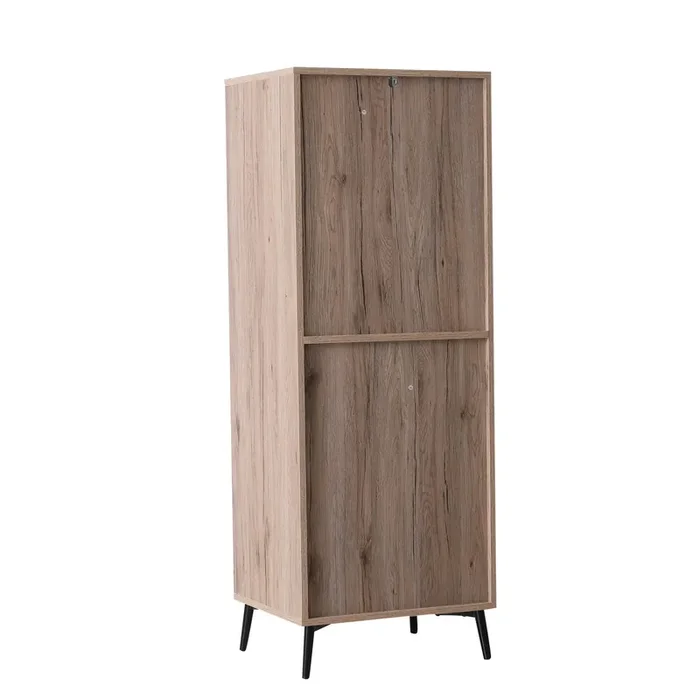 Vitrine im klassischen Stil mit 2 Türen und 1 Fach in Eiche und schwarzem Holz 48x40x132 cm