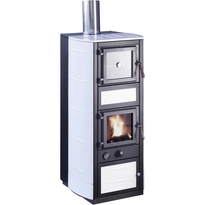 Vulcania termostufa a legna con forno Pomice 27 kW bianco