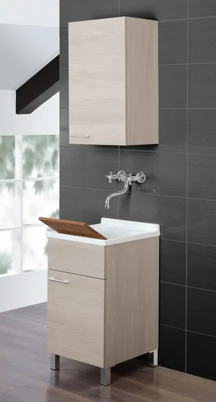 Waschtischunterschrank aus Holz 45 cm Eiche hell