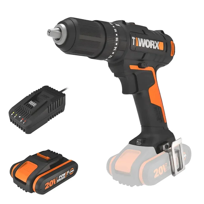 Worx WX370 – Trapano avvitatore a percussione a batteria – 20V/2Ah
